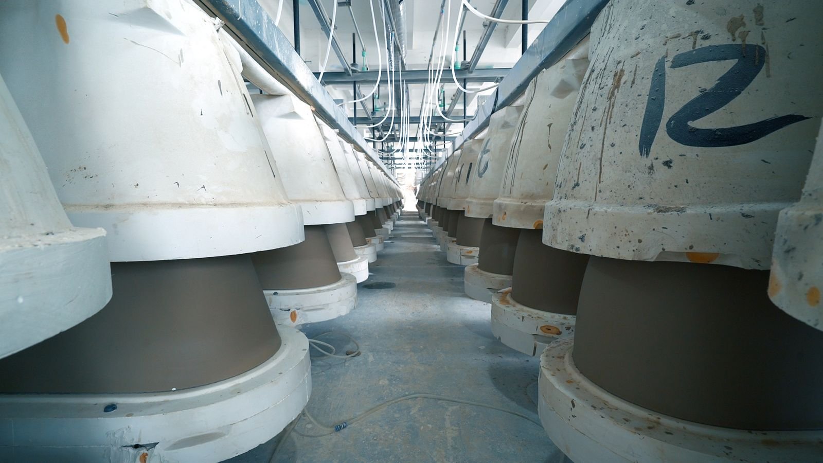Casting hall of our ceramic sanitaryware plant in Chaozhou, China - plaster moulds on the casting line